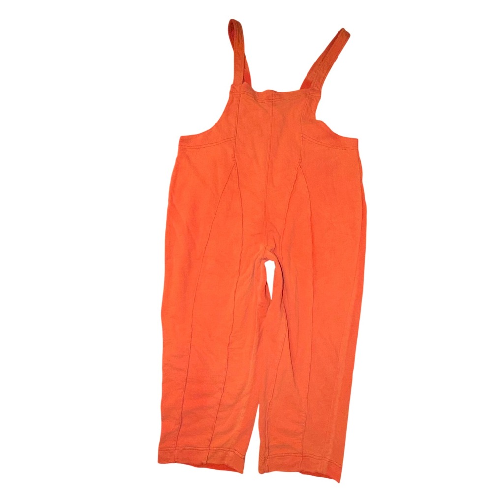 Orange Knit Overalls Slouchy Wide Leg Jumpsuit Cozy Boho Loungewear Romper